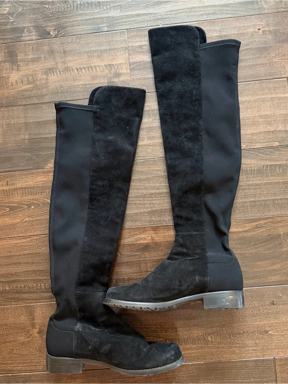 Stuart Weitzman Black Over-The-Knee Stretch Suede Boots